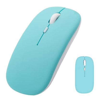 Wireless Bluetooth Mouse for iPad/MacBook Pro/Air/Laptop/pc Rechargeable Silent Mouse Portable Slim for Surface Pro/Lenovo/Samsung Tablet (Blue) - color: Blue