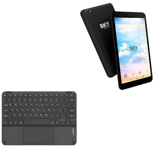 BoxWave Keyboard Compatible with Sky Devices Elite T8Plus - SlimKeys Bluetooth Keyboard with Trackpad, Portable Slim TouchPad - Jet Black