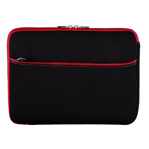 Neoprene 13.3 inch Laptop Sleeves, Slim Computer Bag for 13 in Notebooks, Tablets, Protective Cover for Men and Women - color: Black / Red