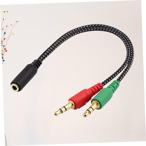 NUOBESTY Female to Dual Male Headset Adapter Cable Audio Splitter for Headphones Microphone Compatible with Laptop and Mobile Devices Durable Stereo Converter
