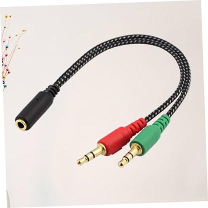 NUOBESTY Female to Dual Male Headset Adapter Cable Audio Splitter for Headphones Microphone Compatible with Laptop and Mobile Devices Durable Stereo Converter
