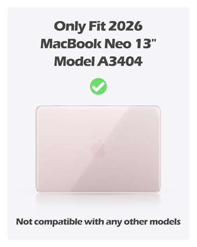 ProCase Clear Case for MacBook Neo 13 Inch 2026 Model A3404, Ultra-Thin Hard Shell Protective Laptop Cover with Keyboard Cover & 50 PCS Pink Stickers - color: Clear Case + Pink Stickers