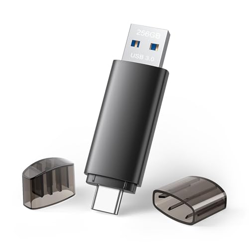 256GB USB C Flash Drive Dual USB 3.0 Flash Drive Type C + USB A Portable Type-C Flash Drive 2-in-1 USB-C Thumb Drive for Smartphone Tablet Computer Mac iPhone 16/17 Black - size: 256GB (USB 3.0), style: 1 Pack