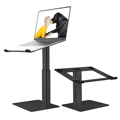 Laptop Stand for Desk, Ergonomic Aluminum Laptop Stand Adjustable Height from 7-15", Sitting and Standing Laptop Riser for 10-17" Notebook - color: Black