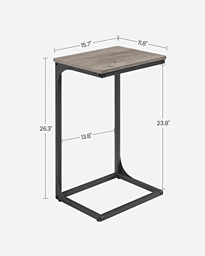 VASAGLE C-Shaped End Table, Side Table for Sofa, Couch Table with Metal Frame, Small TV Tray Table for Living Room, Bedroom, Greige and Black ULET353B02 - color: Greige + Black