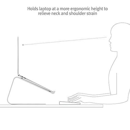 Twelve South Curve SE, Ergonomic Aluminum Laptop and MacBook Stand, Silver | Designed with Anti-Slip Silicone to Prevent Scratching, Compatible with 11" to 17” laptops, Desktop Setup for Video Calls