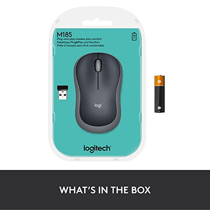 Logitech M185 Wireless Mouse, 2.4GHz with USB Mini Receiver, 12-Month Battery Life, 1000 DPI Optical Tracking, Ambidextrous PC/Mac/Laptop - Swift Grey (Pack of 4) - color: Swift Grey, size: 4 Pack, style: USB Receiver