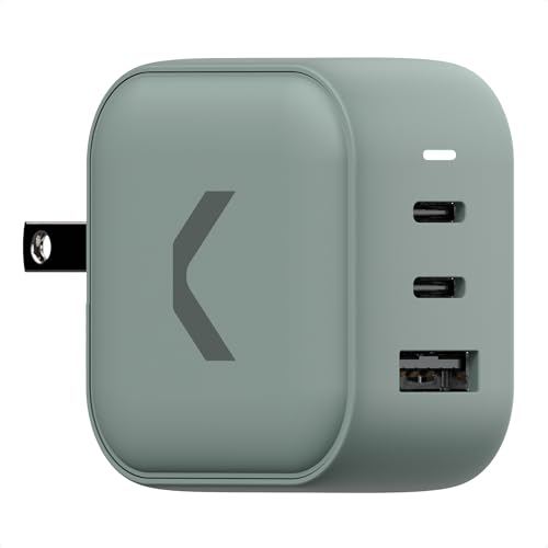 CLEMM Core USB-C, USB-A Wall Charger Block Power Adapter for MacBook, iPhone 17/16/15/14/13/12/11/X, Galaxy S24 Ultra/S23 65W Output Fast Charging, Foldable, GaN, PPS, 3.0, 3-Ports, Compact, Gray