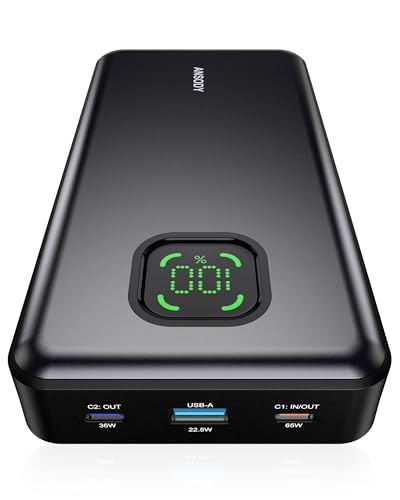 65W Power Bank, 25000mAh Travel Essential USB C Laptop Portable Charger, 101W Total Fast Charging Battery Pack for MacBook Dell XPS iPad Tablet Steam Deck iPhone 17-12 Series Samsung Switch and More