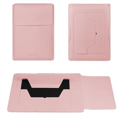 HoYiXi 15.6" Laptop Sleeve Case PU Leather with Stand Compatible with MacBook Pro 16/15.4'' MacBook Pro 15, Mac Air 15/ Dell, Matebook,Asus,15-16'' Laptop Bag,(Patent Pending),Pink - color: Pink, size: 15.6'' /15-16 Inch Laptop