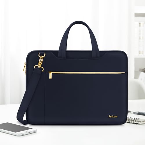 Ferkurn Laptop Case Bag Women Men Computer Sleeve with Shoulder Compatible with HP/Inspiron/Thinkpad/Vivobook/MSI/Surface, 17.3 inch, Deep Indigo - color: Deep Indigo, size: 17.3 inch