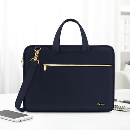 Ferkurn Laptop Case Bag Women Men Computer Sleeve with Shoulder Compatible with HP/Inspiron/Thinkpad/Vivobook/MSI/Surface, 17.3 inch, Deep Indigo - color: Deep Indigo, size: 17.3 inch