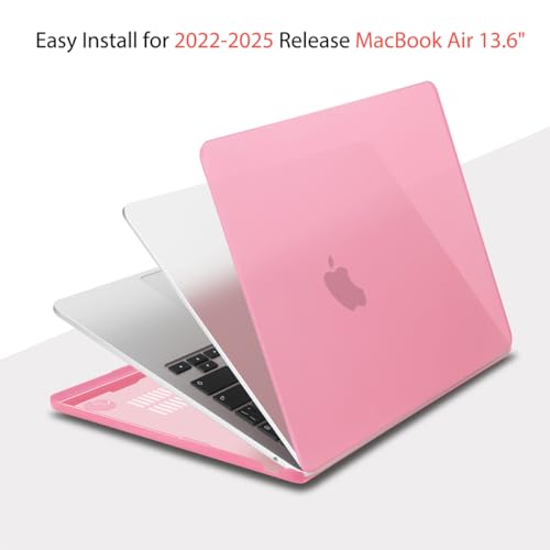Teryeefi for M5 M4 M3 M2 Chip MacBook Air 13.6 Inch Case A3240 A3113 A2681 A3449 Model 2022 2023 2024 2025 2026 Release, Hard Shell Case & Keyboard Cover & USB 3 Adapter, Frosted Pink - color: Frosted Pink