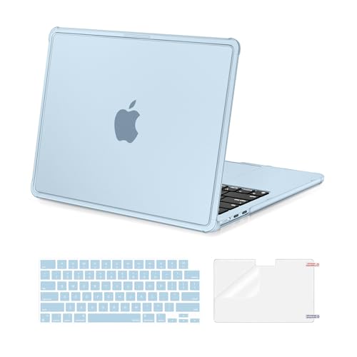 MOSISO Compatible with MacBook Air 13 inch Case M5 M4 M3 M2 2026-2022 | 3 in 1 Kit Reinforced Corners Hard Shell for Mac Air 13.6, Laptop Color Matched, A3449 A3240 A3113 A2681, Sky Blue - color: Sky Blue