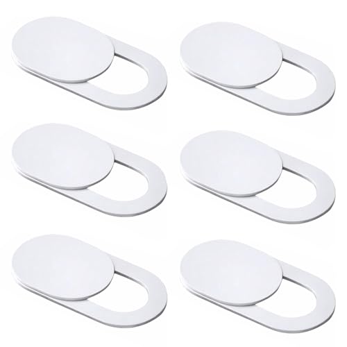 Webcam Cover Slide（6PCS - 0.027in Ultra Thin Camera Privacy Cover for Laptop, Desktop, PC, MacBook Pro, iMac, Mac mini, Smartphone - Strong Adhesive, White-Protect Your Privacy & Security