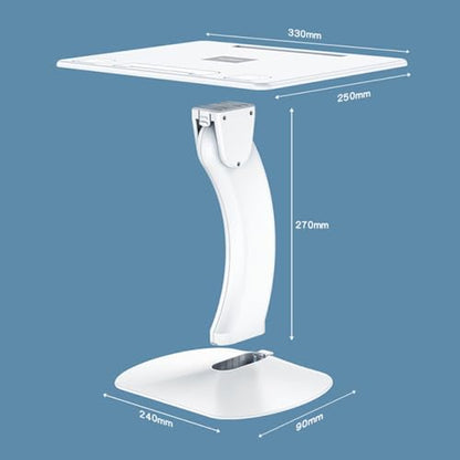 Cabilock Ergonomic Laptop Holder and Riser Stand with Anti-Slip Base, Portable Foldable White Laptop Support for Desk Reading and Study