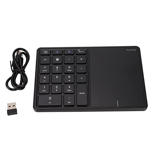 Dioche Numeric Keypad Touchpad 22 Keys Dual Modes BT 2.4G USB Number Pad Portable ABSType C Charging for Office Use (Black)