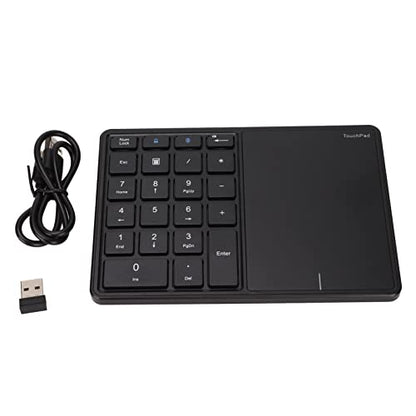 Dioche Numeric Keypad Touchpad 22 Keys Dual Modes BT 2.4G USB Number Pad Portable ABSType C Charging for Office Use (Black)