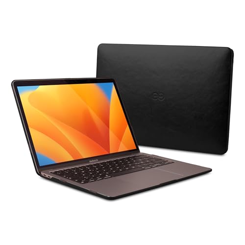 Dreem Euclid Hard Shell Laptop Cover for MacBook Air 15'' Case 2023-2026 – Premium Vegan Leather, Protective Dual-Shell Design, Slim Executive Professional Case with Port Access – [Black] - color: Black, size: MacBook Air 15'' Case 2023-2026
