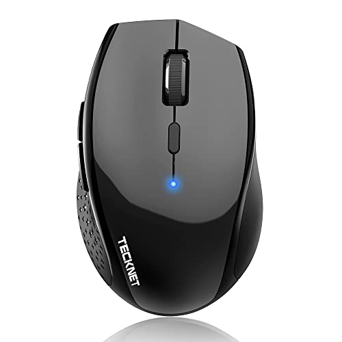 TECKNET Bluetooth Mouse, Wireless Silent 6 Buttons 2-Yr Battery, Black | BT 5.0/3.0, 6-Level DPI to 4800, Wide OS Compatible, Ergonomic for M/L Hands, Extended Battery - color: Black