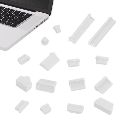 Anti Dust Plug 16 Pieces Silicone Antidust Protector | Laptop Port Dust Cover for Computer PC - color: Transparent