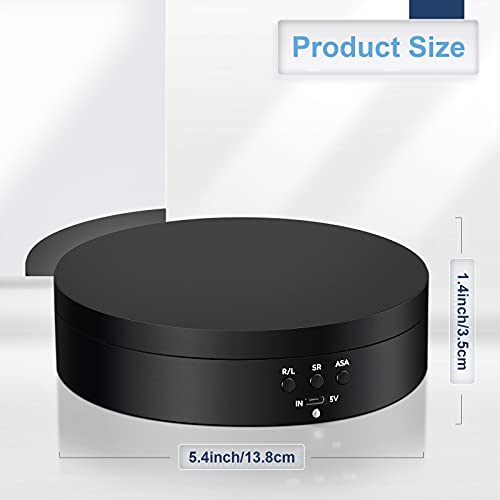 Hicarer 360 Rotating Display Stand Turntable USB Powered, Black, Mirror | Motorized Turntable for Photography Product Shows, Electric Lazy Susan with Speed Control, with USB Power Cable - color: Black, style: Matte