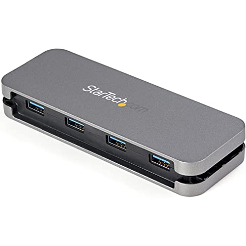 StarTech 4-Port USB-A Hub 5Gbps, USB Powered, 11in/28cm Cable (HB30AM4AB) | USB 3.0, Host to 4x type-A, SuperSpeed, Portable, Laptop desktop, Cable management, 11in long cable, 3.2 Gen 1