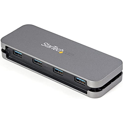 StarTech 4-Port USB-A Hub 5Gbps, USB Powered, 11in/28cm Cable (HB30AM4AB) | USB 3.0, Host to 4x type-A, SuperSpeed, Portable, Laptop desktop, Cable management, 11in long cable, 3.2 Gen 1