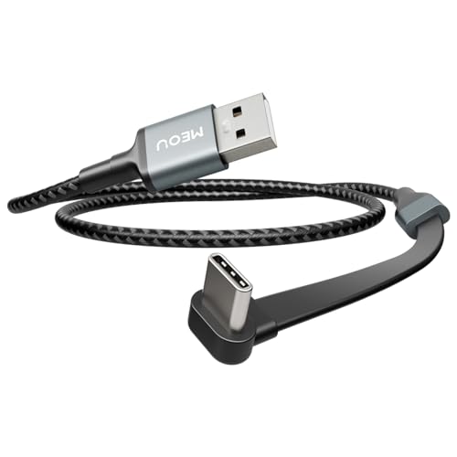 USB to USB C Cable 1ft, 60W USB A to USB C Fast Charging Cable, Right Angle USB C Cord Nylon Braided for iPhone 17/16/15, iPad Pro, Samsung Galaxy S21/S22/S23/S24, Note 20 10, Pixel 8, Nintendo etc. - size: 1ft