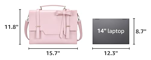 ECOSUSI Laptop Messenger Bag Women Briefcase 15.6 inch Laptop Satchel Handbags - color: Pink