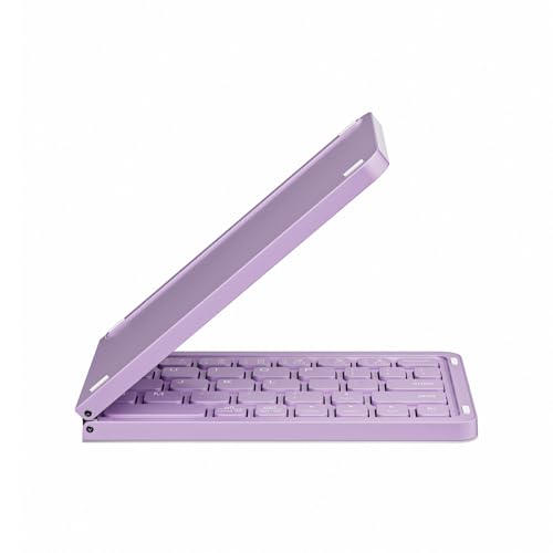 Veout Foldable Bluetooth Keyboard, Ultra-Thin Portable Wireless Keyboard, Lightweight for Laptop, iPad, iPhone, Android, Windows, Mac - color: Keyboard-Violet