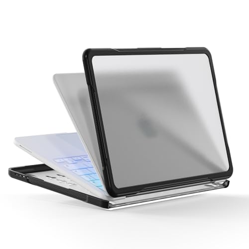 Batianda Ultimate Rugged Case for MacBook Neo 13 Inch 2026, Translucent | Fits Model A3404, Shock-Absorbing TPU Bumper, Carbon Fiber Side Texture, Matte Rugged Shockproof Hybrid Protective Shell - color: Translucent