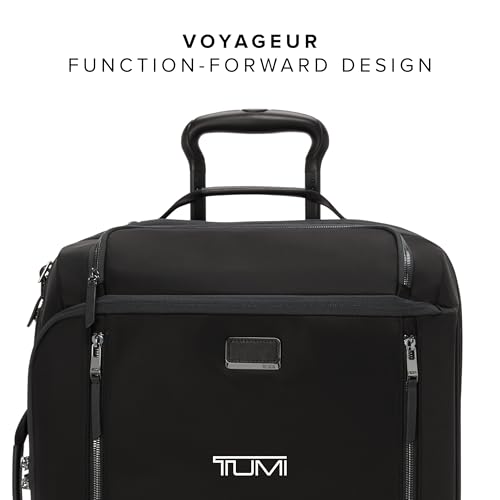TUMI - Voyageur Leger 4 Wheeled Luggage - Women's Lightweight and Spacious, Sleek Silhouette, Durable Premium Suitcase - 21.8" Large Dual Access Expandable Carry On, Black with Gunmetal Hardware - color: BLACK/GUNMETAL, style: 21.8" Continental Expandable