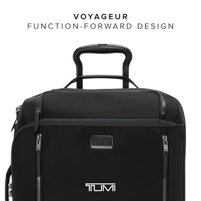 TUMI - Voyageur Leger 4 Wheeled Luggage - Women's Lightweight and Spacious, Sleek Silhouette, Durable Premium Suitcase - 21.8" Large Dual Access Expandable Carry On, Black with Gunmetal Hardware - color: BLACK/GUNMETAL, style: 21.8" Continental Expandable