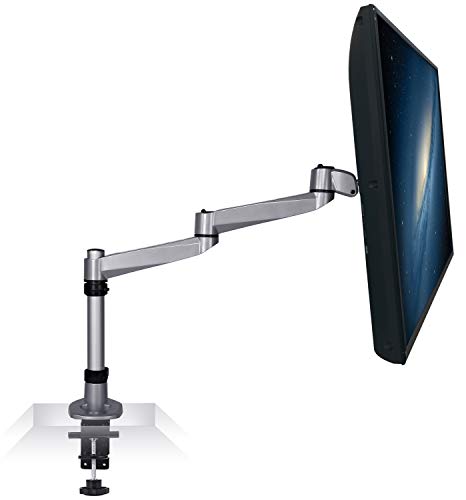 Mount-It! Premium Modular Monitor Desk Mount Arm Stand | Single Tilt Swivel Arm Fits 19 21.5 24 27 32 Inch Computer Screens with 75 100 VESA Patterns | C-Clamp and Grommet Bases | Silver