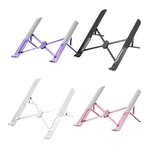 Multiple Angled Laptop Stand with Alloys Construction and Silicone Grips for Secure Placement and Viewing Foldable Laptop Stand - color: Silver