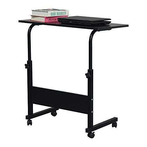 Adjustable Height Mobile Computer Desk Rolling Computer Desk, Height Adjustable Mobile Laptop Stand Desk Rolling Cart, Mobile Small Standing Desk Portable Rolling Laptop Desk Overbed Bedside Desk - color: A