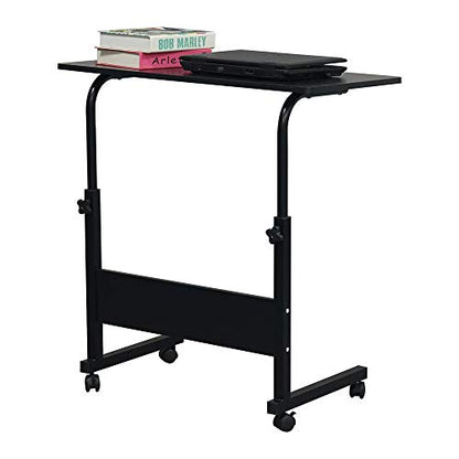 Adjustable Height Mobile Computer Desk Rolling Computer Desk, Height Adjustable Mobile Laptop Stand Desk Rolling Cart, Mobile Small Standing Desk Portable Rolling Laptop Desk Overbed Bedside Desk - color: A