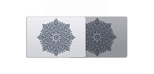 Mandala Laptop Sticker Decal - Waterproof Clear Vinyl Decals Stickers - Black Mandalas Sticker Cosmic Noir Partial Skin Compatible with Computer Laptops MacBook Air Pro 13 15 inch Mac - color: Black on Transparent Material (for Light-colored Laptop)