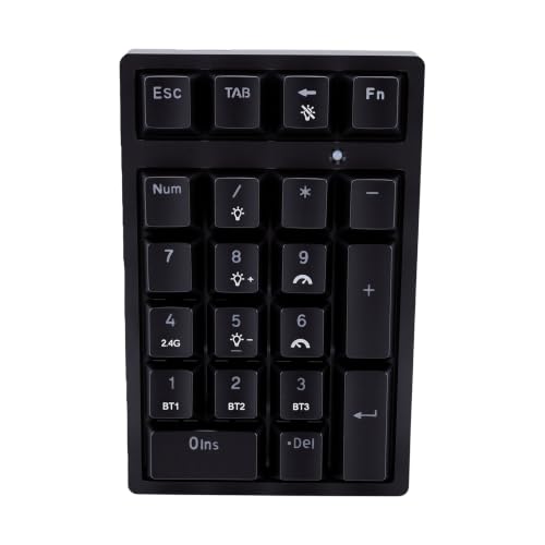 Zunate Mechanical Numeric Keypad, Wireless Bluetooth RGB Backlit, 21 Keys 3 Mode 2.4G USB Type C, Wired Numeric Number Pad for Cashier Accounting Data Entry Laptop Desktop
