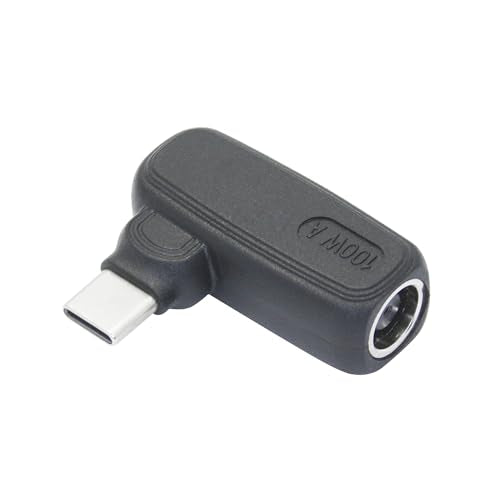 90 Degree 100W DC 7.9mm x 0.9mm Power Adapter, Input 15 - 20.5V, PD Chip | Right Angle DC 7909 Female to USB Type C Male PD Plug, Built in PD Intelligent Chip Quick Identification V/A, for USB C Port - style: DC 7909 Female to USB Type c Male - 100W