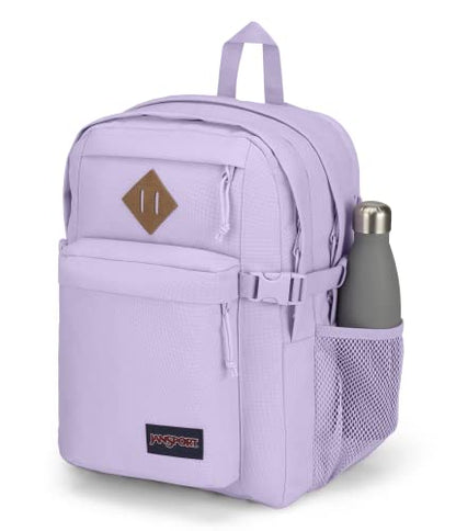 JanSport Main Campus FX Backpack - Travel or Work Bag w 15-Inch Laptop Pack with Leather Trim, Pastel Lilac - color: Pastel Lilac