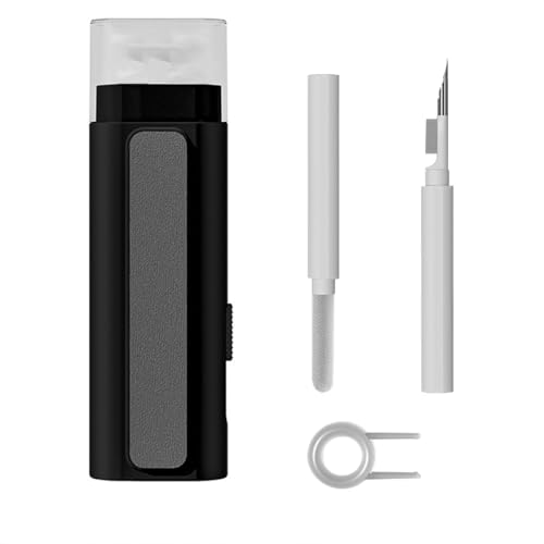 6-in-1 Keyboard Cleaner Kit Laptop Portable Cleaning Pen with Brush, Key Puller Compatible with ipad, iPod, Earbuds, Earphone, Keyboard,Phone, Screen (Black) - color: Black