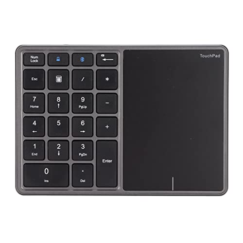 ASHATA 2 in 1 Number Pad, Mini 22 Keys Numeric Keypad, Blutooth 4.2 2.4G Dual Modes USB Number Pad Numpad with Touchpad for Laptop, PC, Desktop, Notebook(Iron)