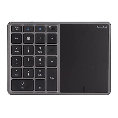 ASHATA 2 in 1 Number Pad, Mini 22 Keys Numeric Keypad, Blutooth 4.2 2.4G Dual Modes USB Number Pad Numpad with Touchpad for Laptop, PC, Desktop, Notebook(Iron)