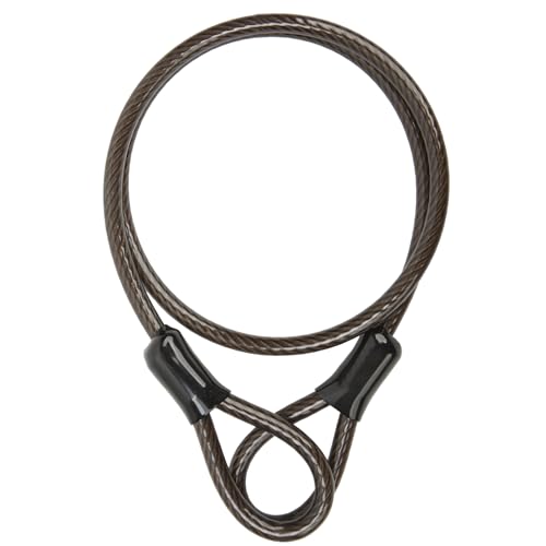 Security Cable with Loops, 10MM Heavy Duty Lock Cable, 4FT 7FT 10FT 15FT 25FT 30FT Vinyl Coated Rust-Proof Flexible Steel Bicycle Security Cable for Motorcycle, Furniture, Gates (Black, 4FT) - size: 4FT