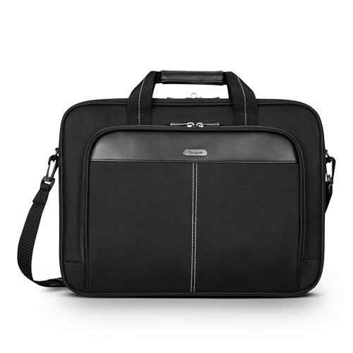 Targus 15-16 Inch Slim Lightweight Laptop Briefcase, Black - Messenger and Shoulder Bag with Padded Compartment and Trolley Strap for 16" Laptops (TCT027US) - color: Black, size: 16 inch