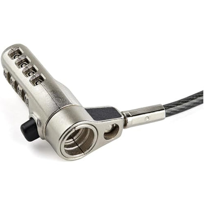 StarTech 6.6ft (2m) 3-in-1 Universal Laptop Cable Lock, TAA, Nano Wedge | 4-Digit Combination Laptop/Desktop Security Cable Lock Compatible with K-Slot, Anti-Theft Steel Cable, Computer