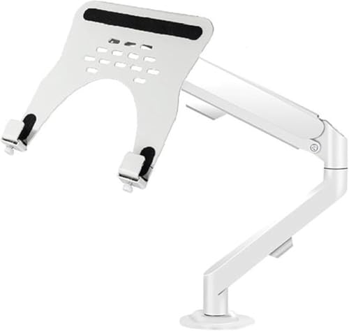 2-in-1 Adjustable Gas Spring Arm Desk Mount – Holds 4.4-19.8lbs, for 17"-30" Monitors or 10"-16" Laptops with Tray(Color:White) - color: White