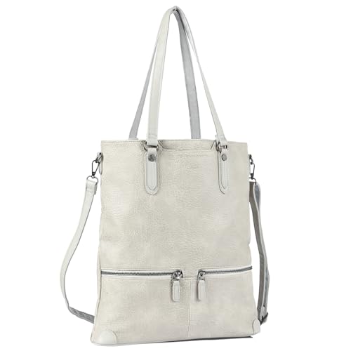 Lassviin Laptop Tote Bag, Leather Work Tote for Computer Bag Waterproof Lightweight Shoulder Bag Purse Handbag Crossbody Bag - color: White / White - Large